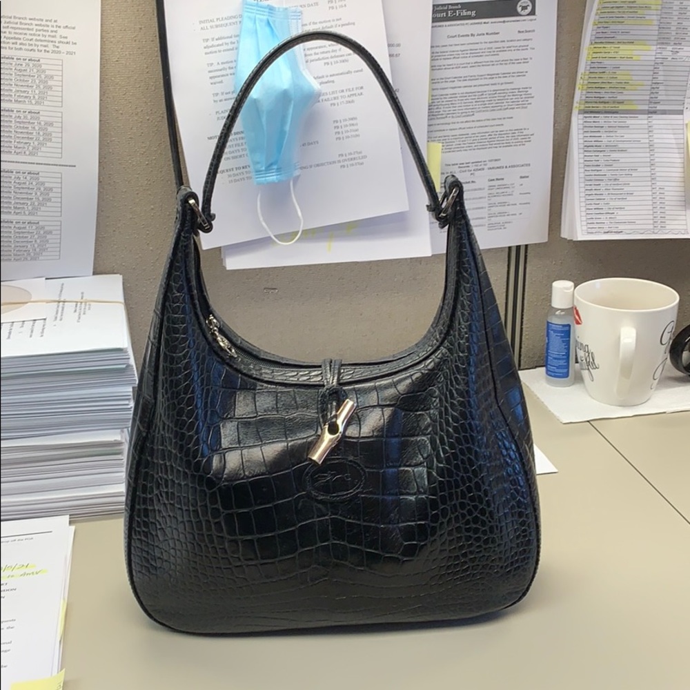 Black Leather Longchamp purse